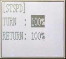 RC4GSのSTSPD画面。TURNとRETURNはともに100%。