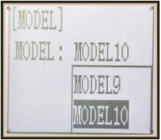 RC4GSのMODEL画面。MODEL9とMODEL10が表示され、現在のモデルはMODEL10。