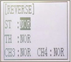 RC4GSのREVERSE画面。ST、TH、CH3、CH4はすべてNOR。