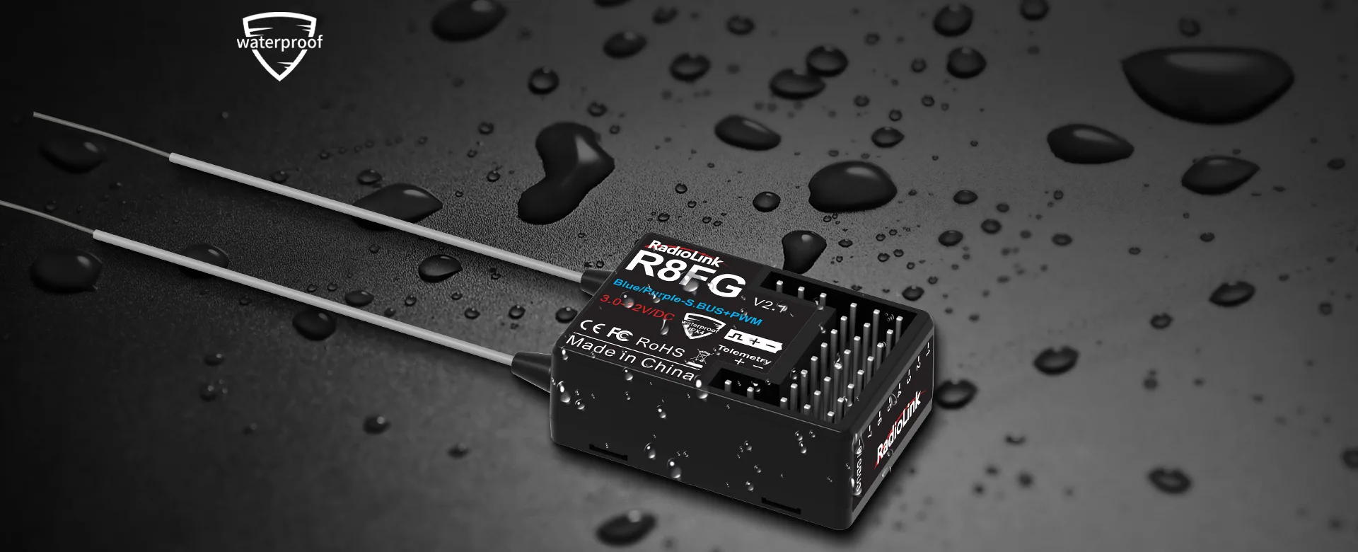 R8FG受信機のIPX4防滴設計