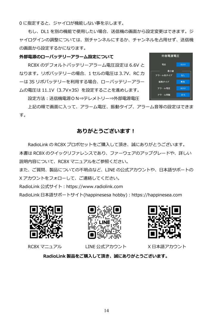 RC8X 日本語クイックリファレンス 図版