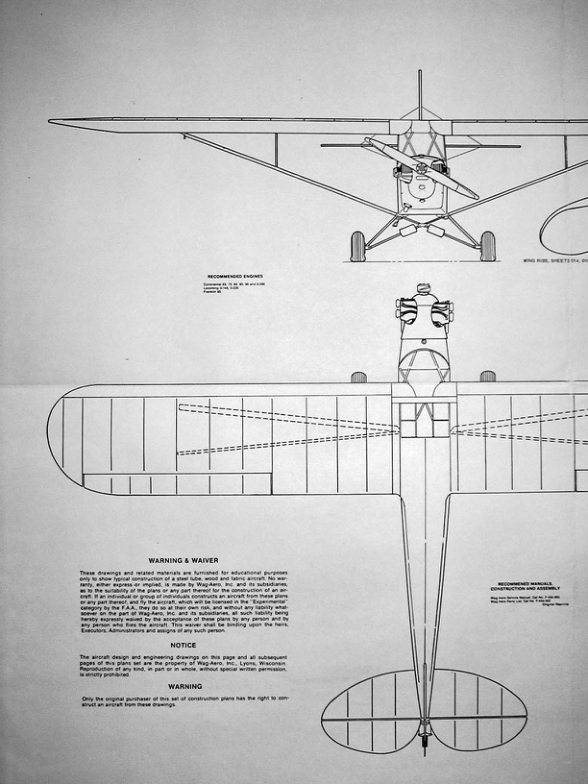 Piper J-3 Cub 軽飛行機の設計図